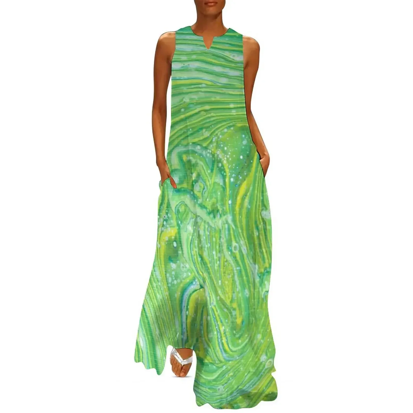 

Island Soul Abstract Acrylic Ring Pour Long Dress Woman clothes Dress woman chic and elegant woman dress evening