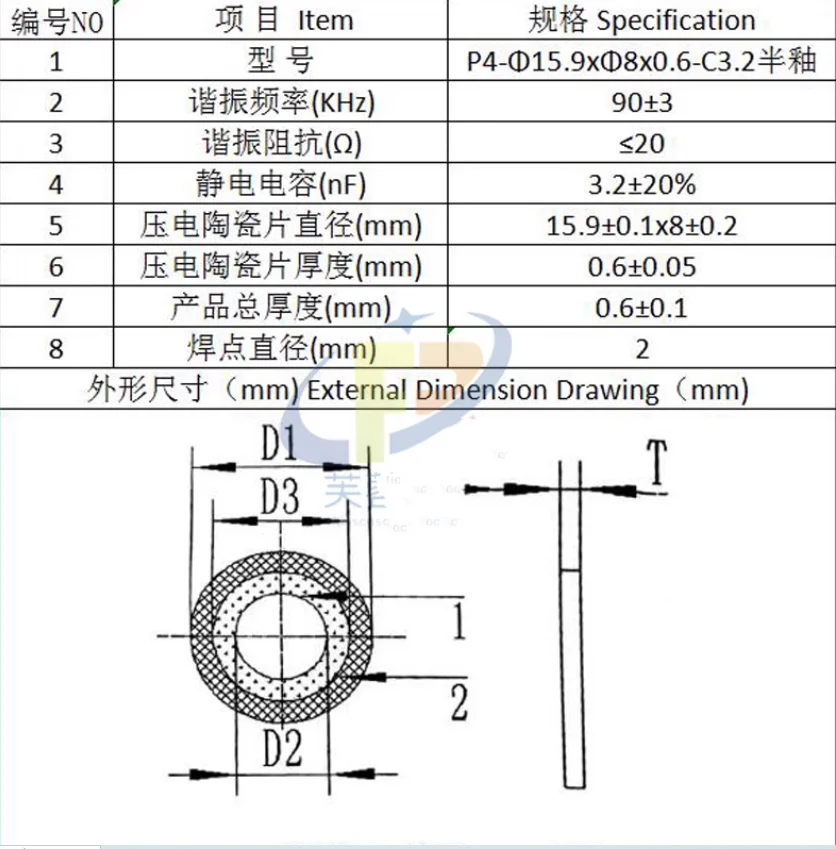 5pcs Piezoceramic wafer P4 15.9x8x0.6mm semi-glazed annular wafer atomizing chip ceramics Ring wafer Atomizing plate ceramics
