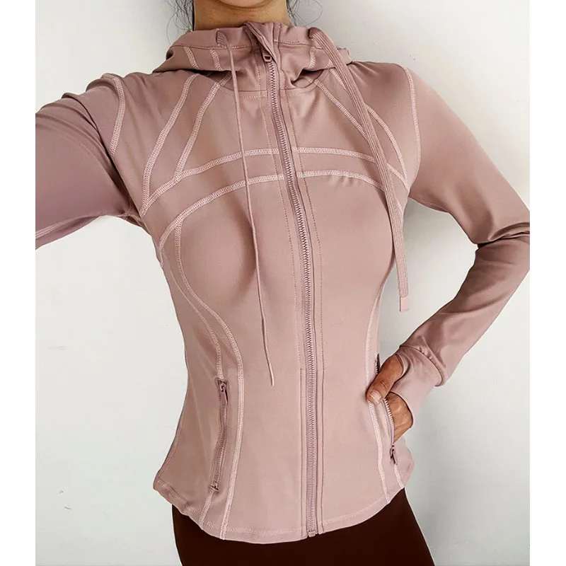 

PofyBofy Women Training Jackets with Pockets Running Jacket Women Gym Shirt Workout Top with Thumbhole Sports Hoodie Jacket