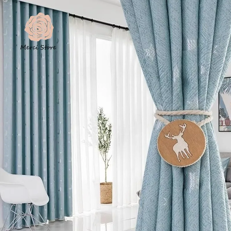 

Luxury Curtains for Living Room Blackout Ins Style Hook Type Sunshade Special Clearance Thermal Insulated Custom Size Drapes