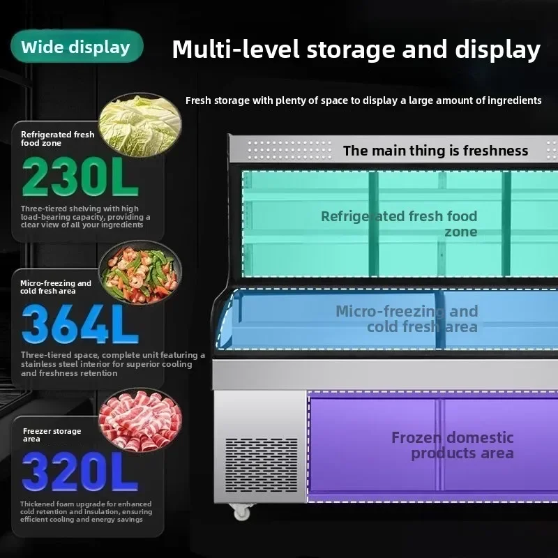 a6 Three-Temperature Step Menu Cabinet Ice Display Refrigerated Freezer Showcase for Commercial Use