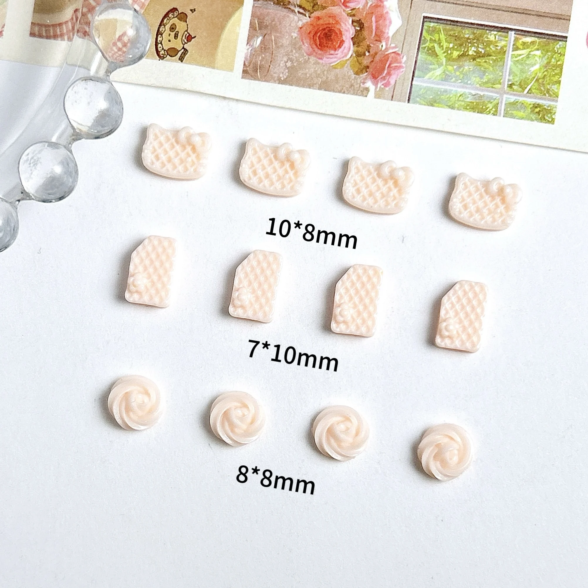 30 pièces créatif simulé fleur bourgeon Biscuits ongles breloques mignon lumineux tête de chat cranté Biscuits résine Nail Art décorations bricolage