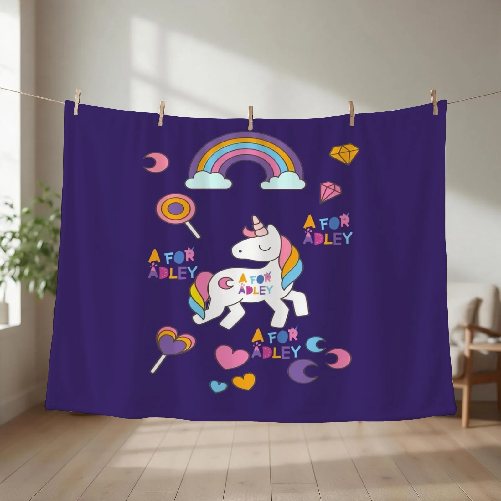 kawai girl a for adley unicorns cute77 Throw Blanket couch cozy soft plush fuzzy picnic outdoor blanket