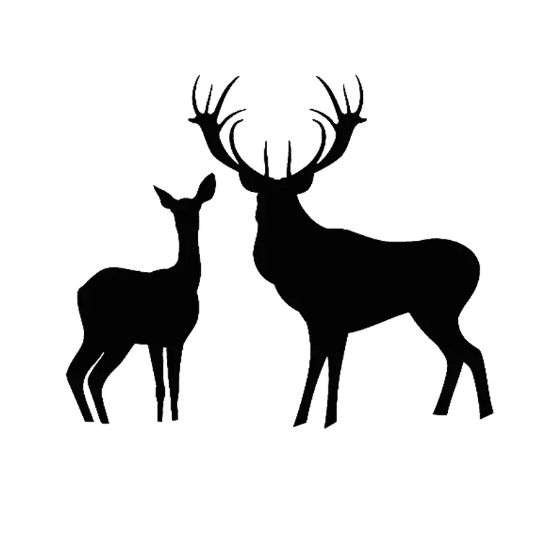 17 * 14cm Two Deer Silhouette Design, Window Bumper, Motorcycle Fuel Tank Decoration, Vinyl Car Stickers