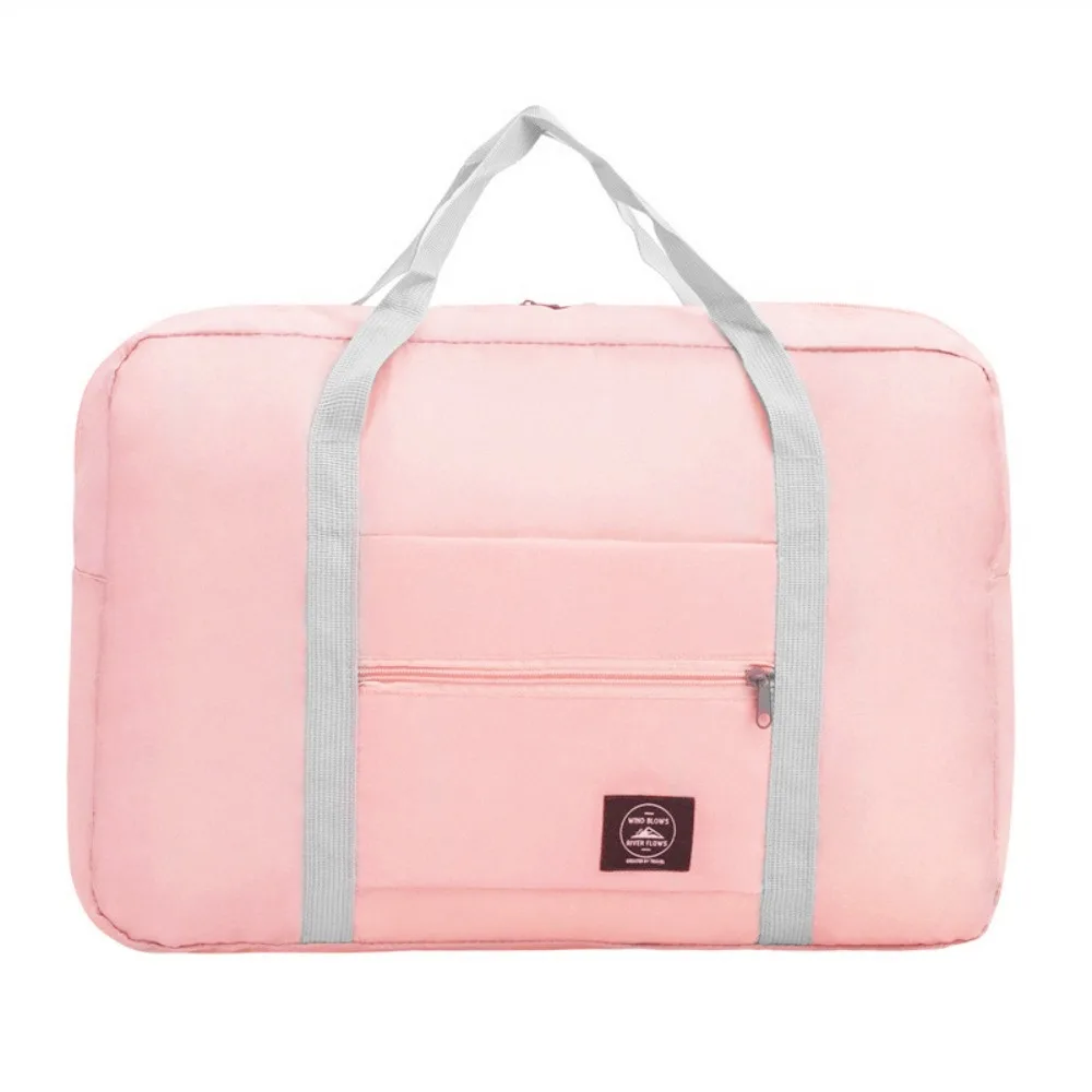 

Polyester Travel Handbag Solid Color Waterproof Hand Luggage Shoulder Bag Foldable Large Capacity Clothes Organizer