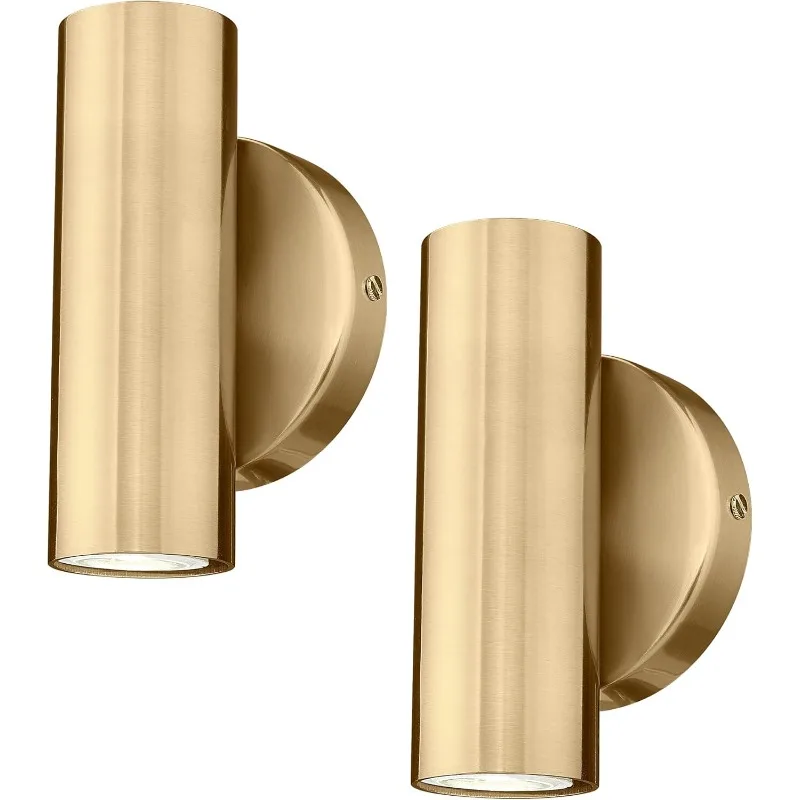 

2-Light Wall Light, Brass Gold Wall Sconce, Indoor Up and Down Wall Lamp for Bedroom Bathroom Stair Entryway (2 Pack),