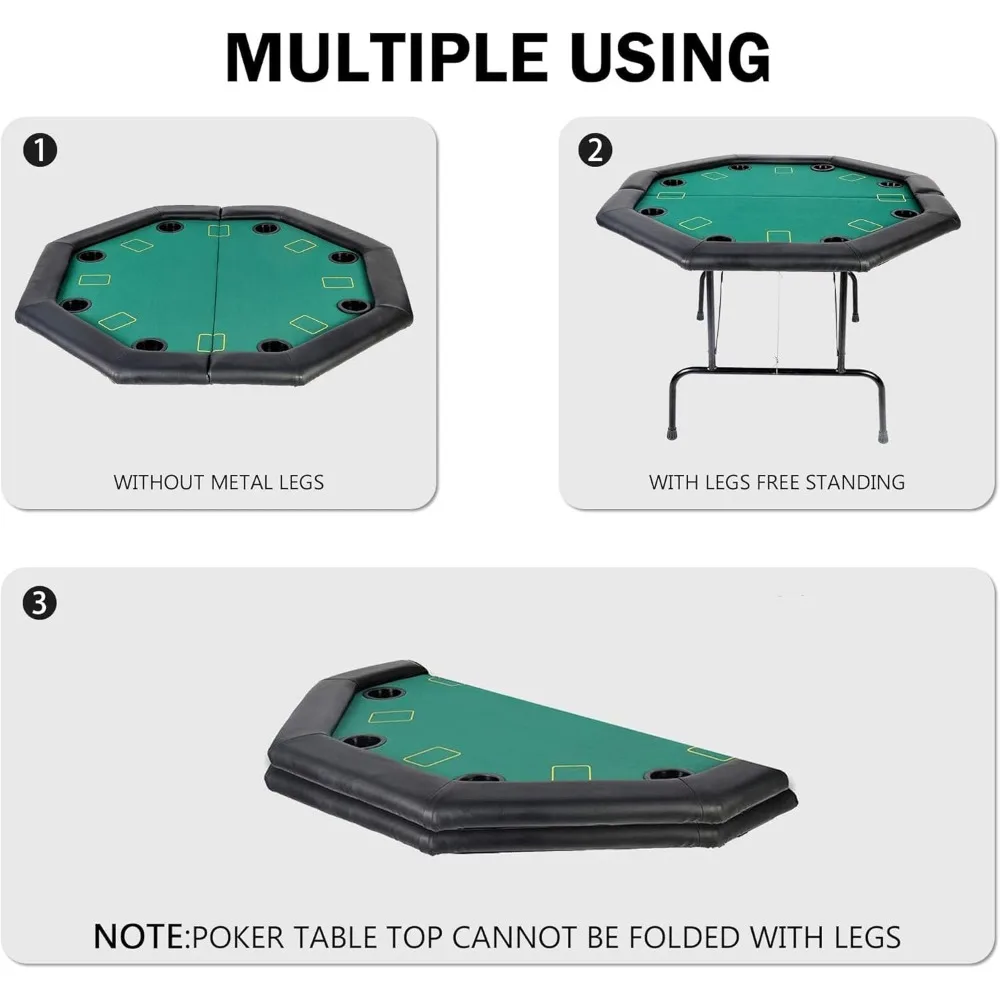 طاولات بوكر كازينو قابلة للطي، طاولة بوكر تكساس هولدم قابلة للطي، طاولة ألعاب من اللباد مع حاملات أكواب بلاستيكية