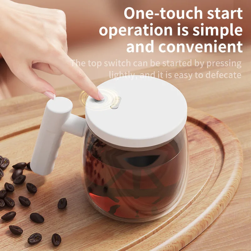 Electric Glass Coffee Mug 400ML Self-stirring Mixing Cups For Drinks 7000rpm Automatic High-Speed Mixing Mug for Coffee Milk Tea