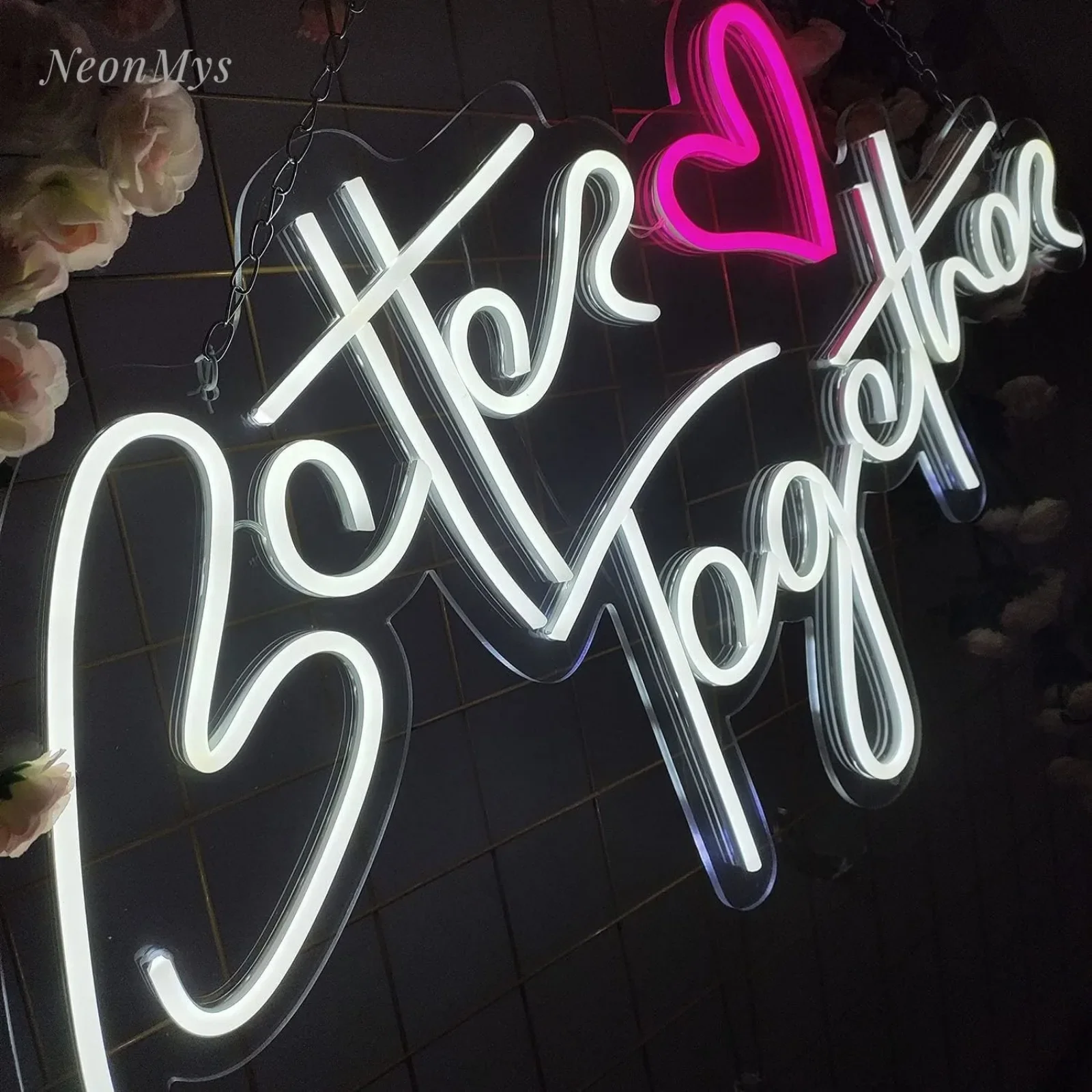 Better Together Neon Sign for Wedding Bedroom Decor Led Lights Party Room Engagement Couple Personalized Gift Wall Decor