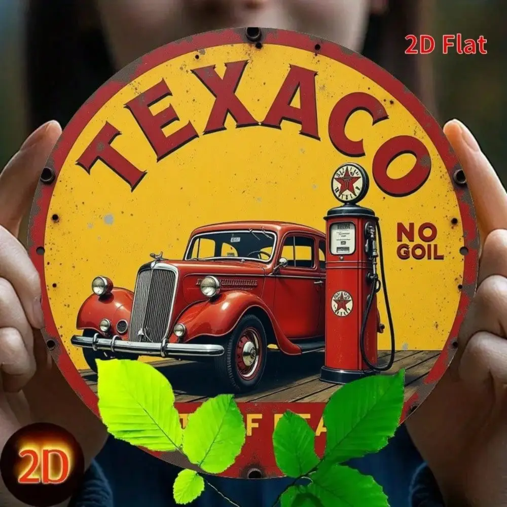 Texaco Vintage Metallschild 8x8 Zoll Retro Tankstellen-Wanddekoration für Zuhause Bar Garage Männerhöhle Amerikanische Retro-Dekoration
