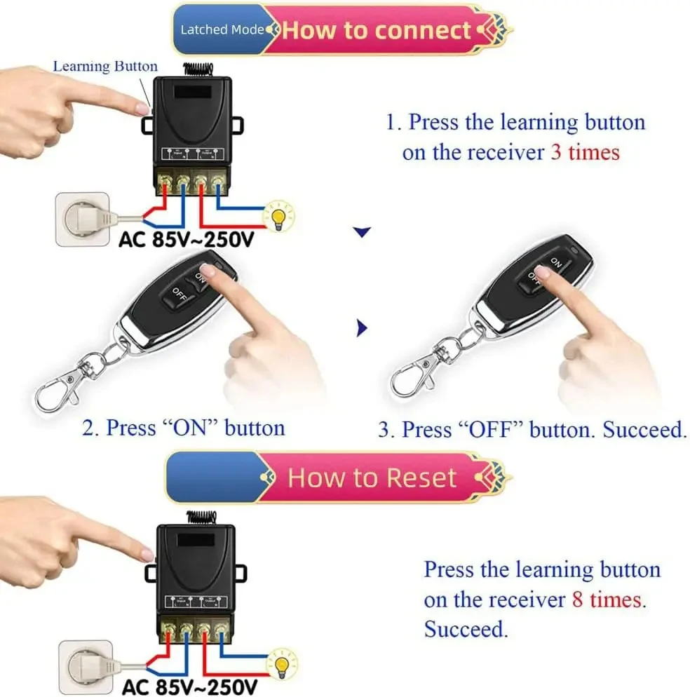 Wireless Remote Control Switch System RF Transmitter 110mhz Water Heater Ceiling LED Light AC 220V433V30A