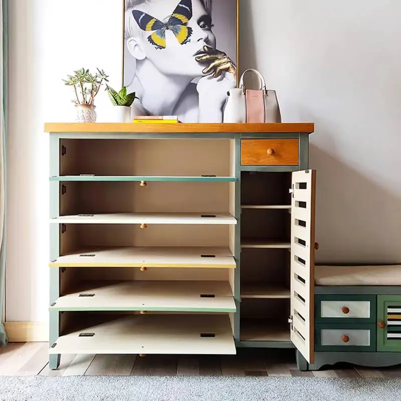 Asian Style Wooden Shoe Cabinet Dustproof Modern Hidden Organizer Shoe Cabinet Living Room Drawers Range Chaussures Furniture