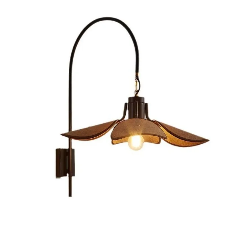 SANDYHA Ancient Linen Fabric Wall Lamp Retro Wall Decorative Light for Living Room Hallway LED Lighting Fixture Home Decoration