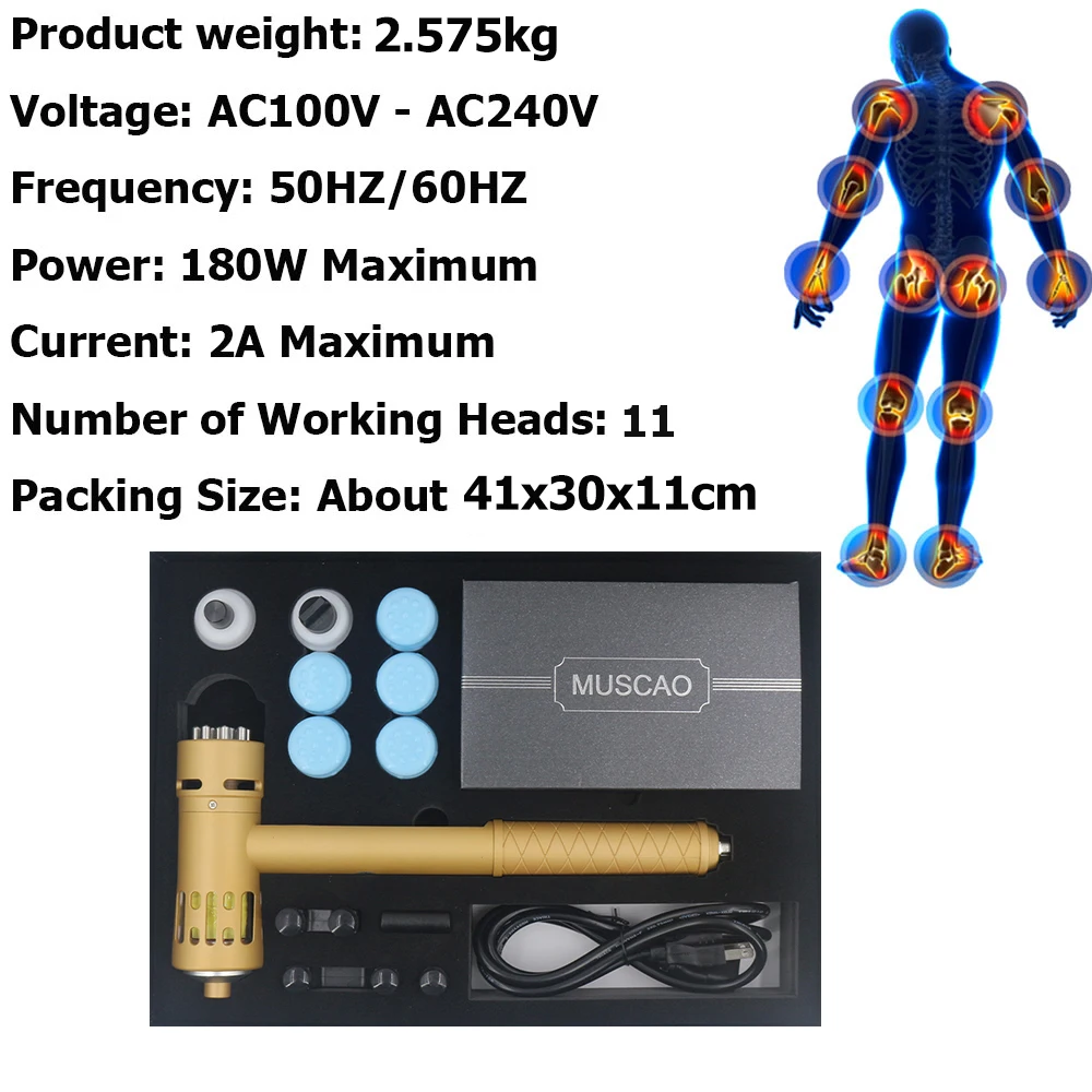 Portátil Shock Wave Therapy Machine Bioeletricidade Massageador Quiropraxia Ferramentas 3 em 1 Eficaz ED Shockwave Massage Body Relief