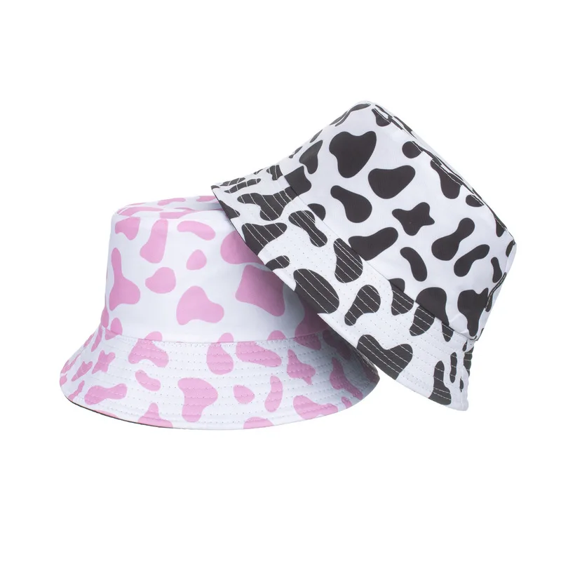 New Spring/Summer Cow Print Sun Protection Fisherman Hat, Bucket Hat, Wide Brim Hat, UV Protection Sun HatYF033