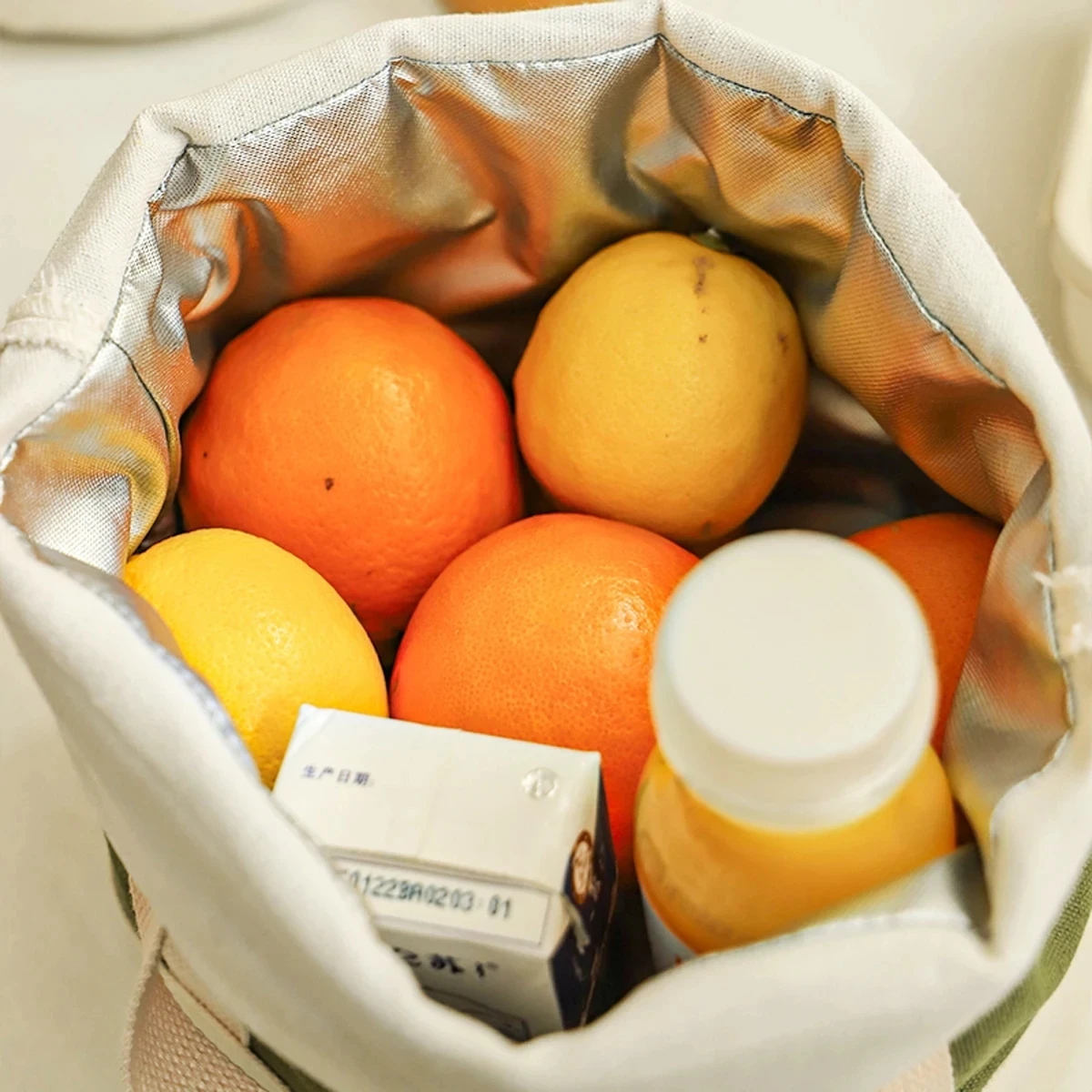 حقيبة غداء سميكة من القماش - حامل طعام معزول حراريًا للمكتب/المدرسة، حقيبة وجبة محمولة برباط مع الاحتفاظ بالحرارة