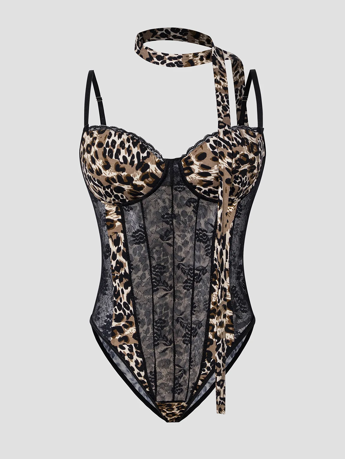 

Летний сексуальный кружевной комбинезон с леопардовым принтом