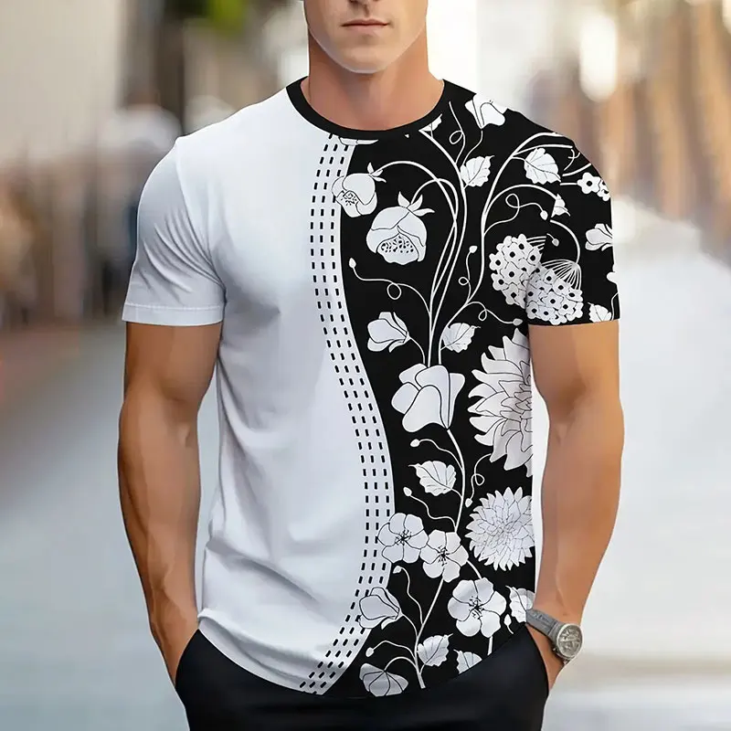 2024 New Fashion Innovative Math Formula Printed Men's Short Sleeve Summer Fresh Men Sports Fitness T Shirt Loose Round Neck Top