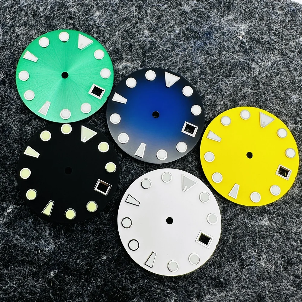 28.5mm Colour Watch Dial for NH35 NH36 Movement C3 Strong Green Luminous Watch Faces Modified Diving Watch Accessories