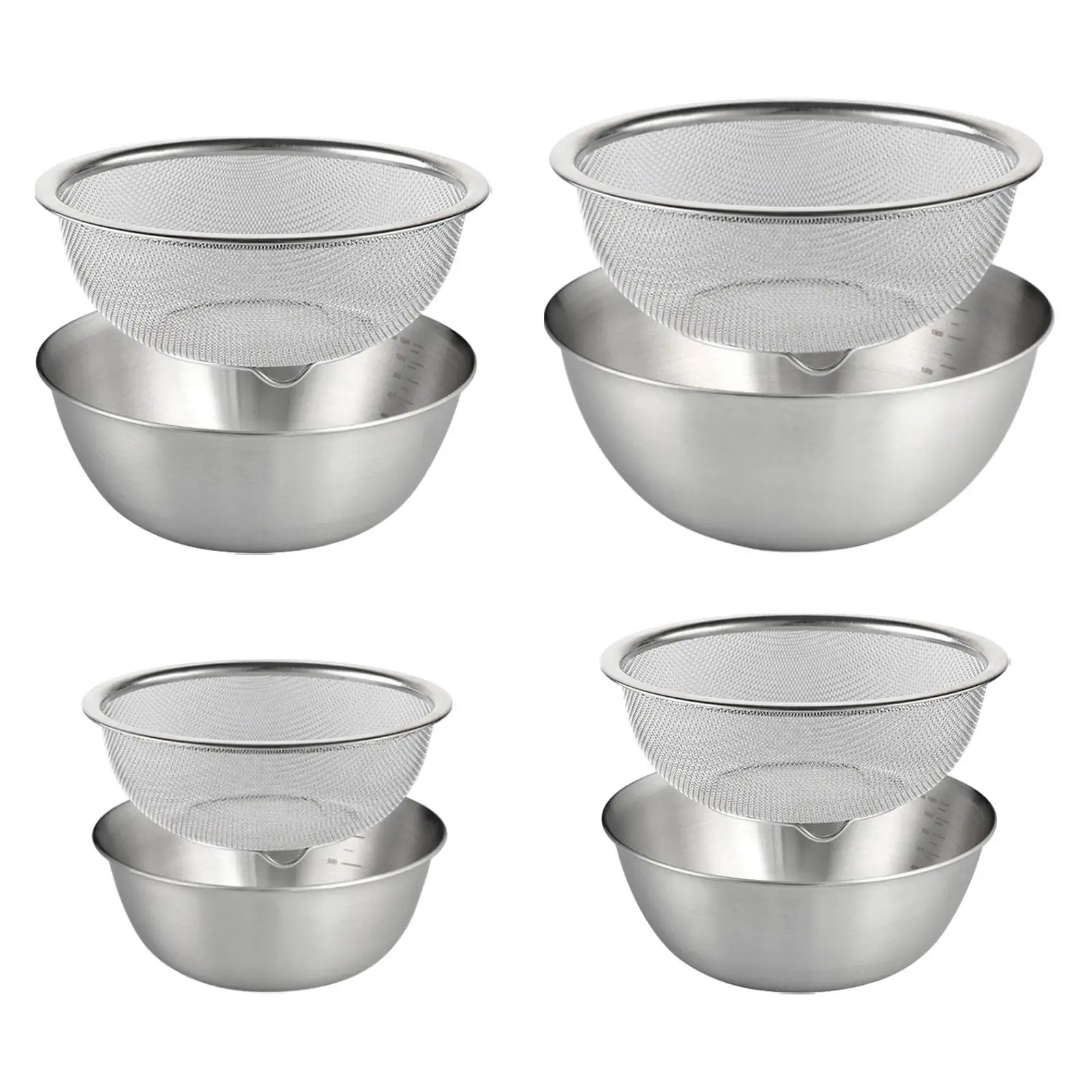 2x 304 Stainless Steel Microporous Colander with Mixing Bowl Fruit Vegetable