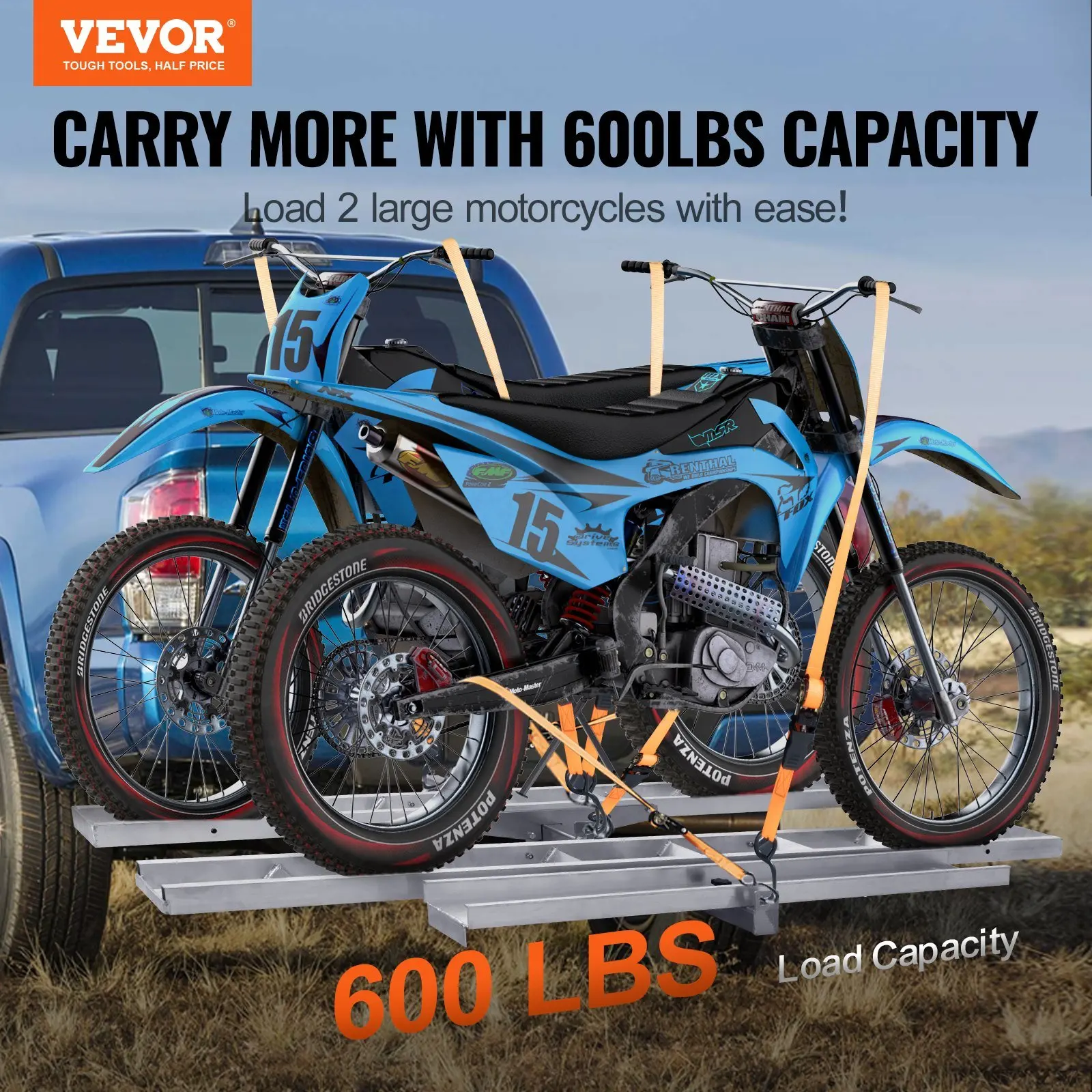 VEVOR Motorcycle Carrier Hitch Mount 600LBS Scooter Dirt Bike Hauler Rack Ramp