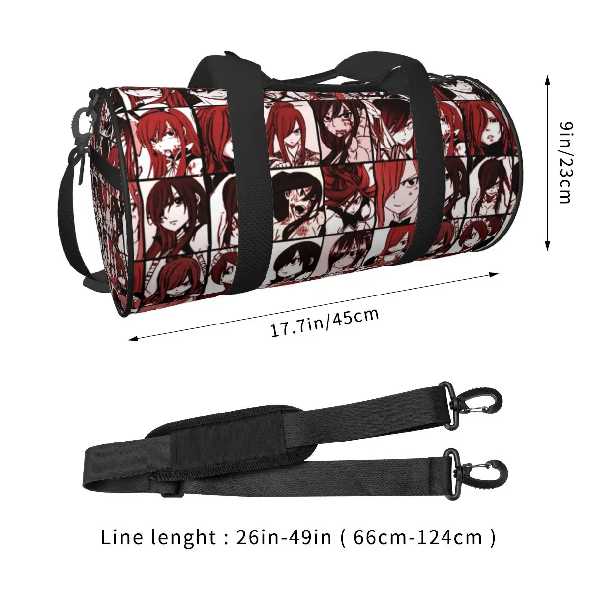 Gym Bag Red Haired Anime Girl Sports Bag with Shoes Manga Fashion Men Outdoor Custom Handbag Funny Travel Training Fitness Bag