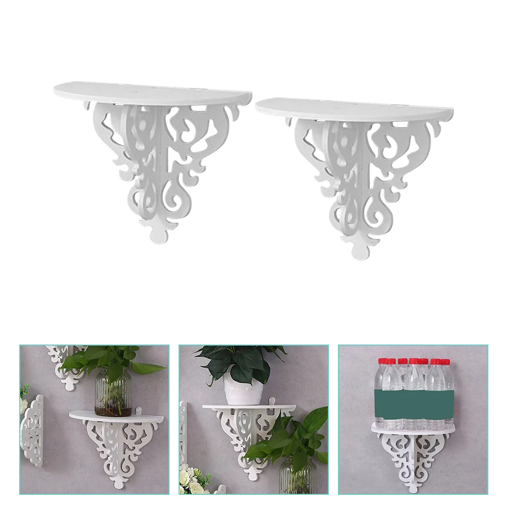 2 Pcs Wall Shelf Modern Style Decor Plant Stand Storage Rack Book Floating Pvc Shelves for Home