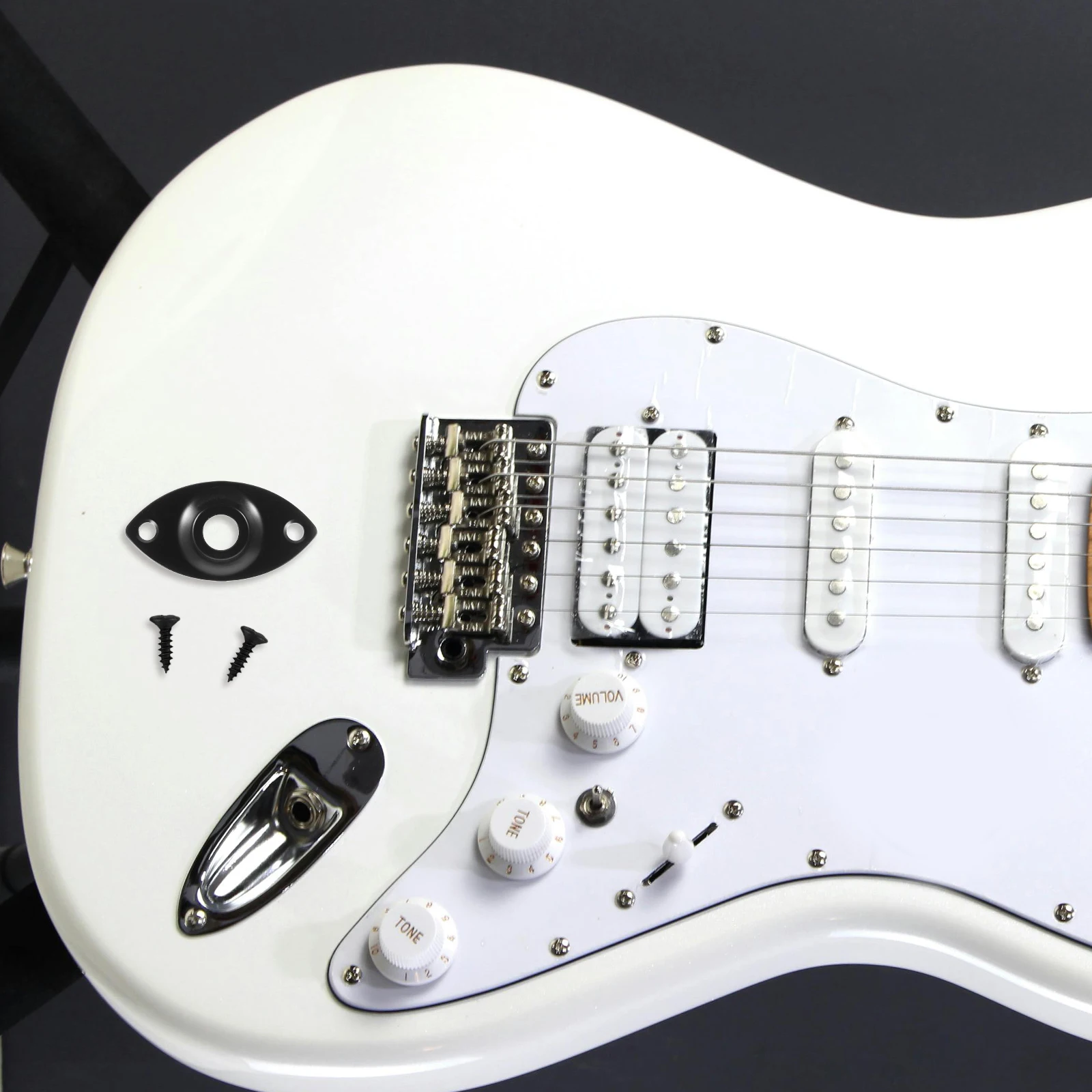 

Electric Guitar Jack Cover Parts Bass Plate Input Output Plug Sockets Black Replacement Socket Plates For Guitar