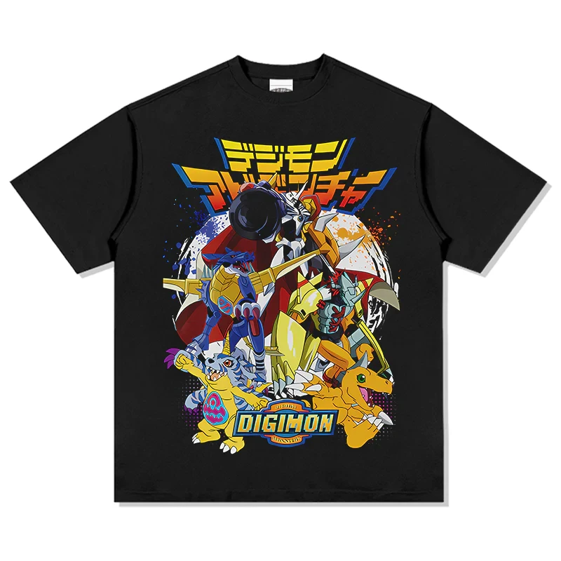 Digimon Japanese Anime Pure Cotton Y2K T-shirt Summer Men and Women Anime Enthusiasts Casual Sports Fashion Streetwear Shirt