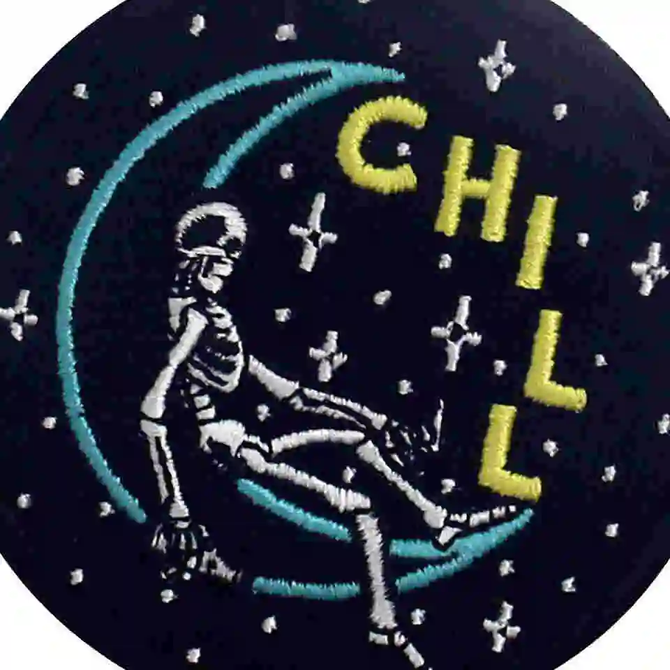 Embird Badge Embroidered Drunk On The Chill Moon Sew On Handmade 3D Applique Iron Mini Patches