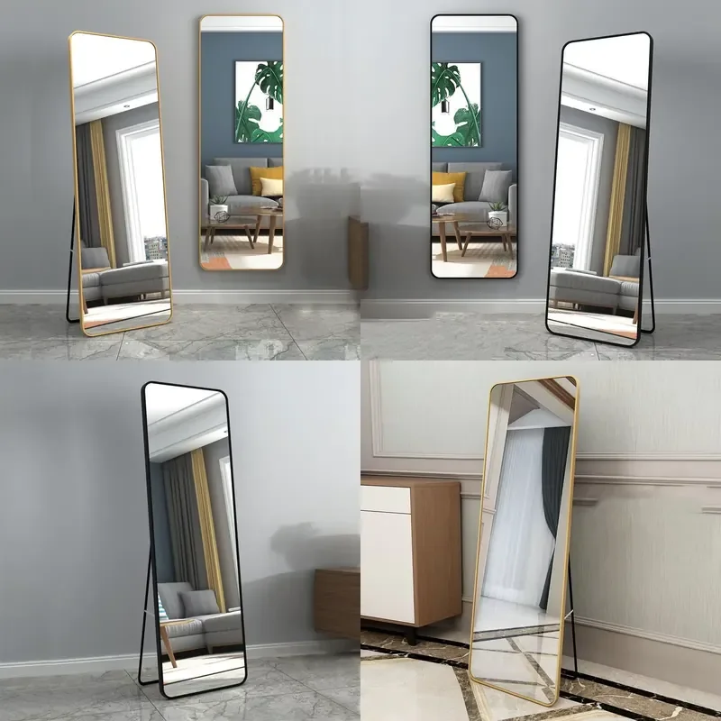 for Customized Black Full Body Mirror with Black Gold Silver Aluminum Alloy Frame Large Home Decoration Wall Mounted Mirror