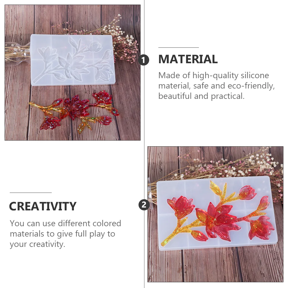 4 Pcs Refine Crystal Resin Flower Molds Silica Gel Epoxy Silicone Mold for Handmade Projects Non Stick Recyclable