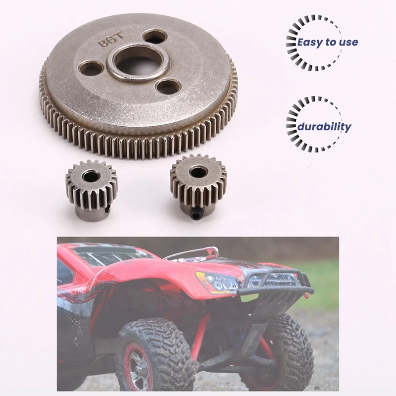 Metal Steel 48P 86T Spur Gear For 1/10 2WD Slash/Rustler Stampede With 19T 21T Pinion Gear Sets Replace 4686