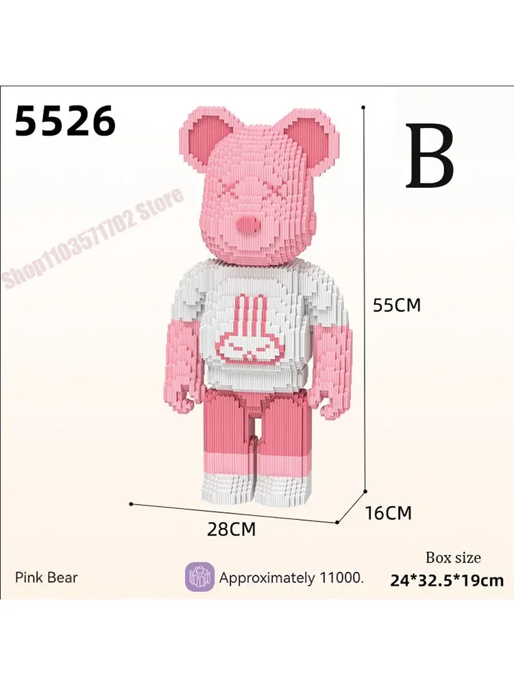 

Creative Ideas Love Violent Bear Large Bearbrick Model with Light Building Blocks Brick Toys Kids Christmas Birthday Gifts