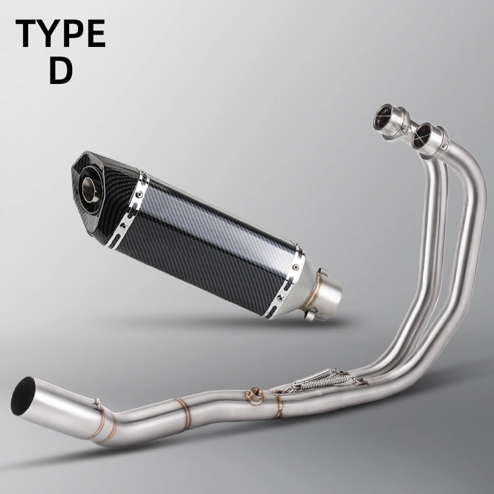 

Motorcycle Exhaust Escape Moto Full System Front Link Pipe with Round Tail Muffler For Yamaha YZF R3 R25 MT03 2015-2024
