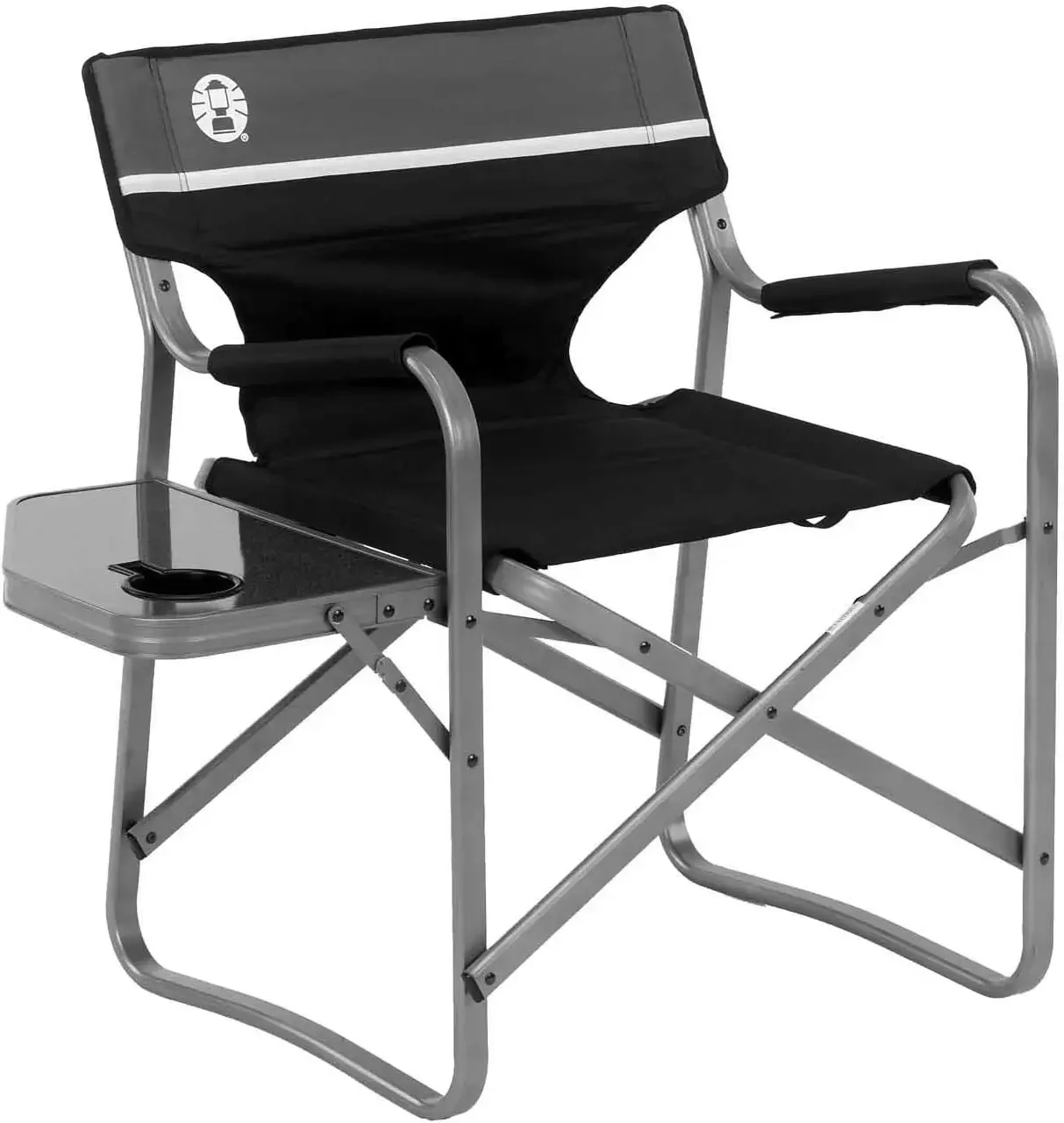 

Portable Camping Chair with Side Table & Cup Holder, Lightweight Folding Deck Chair with Padded Armrests