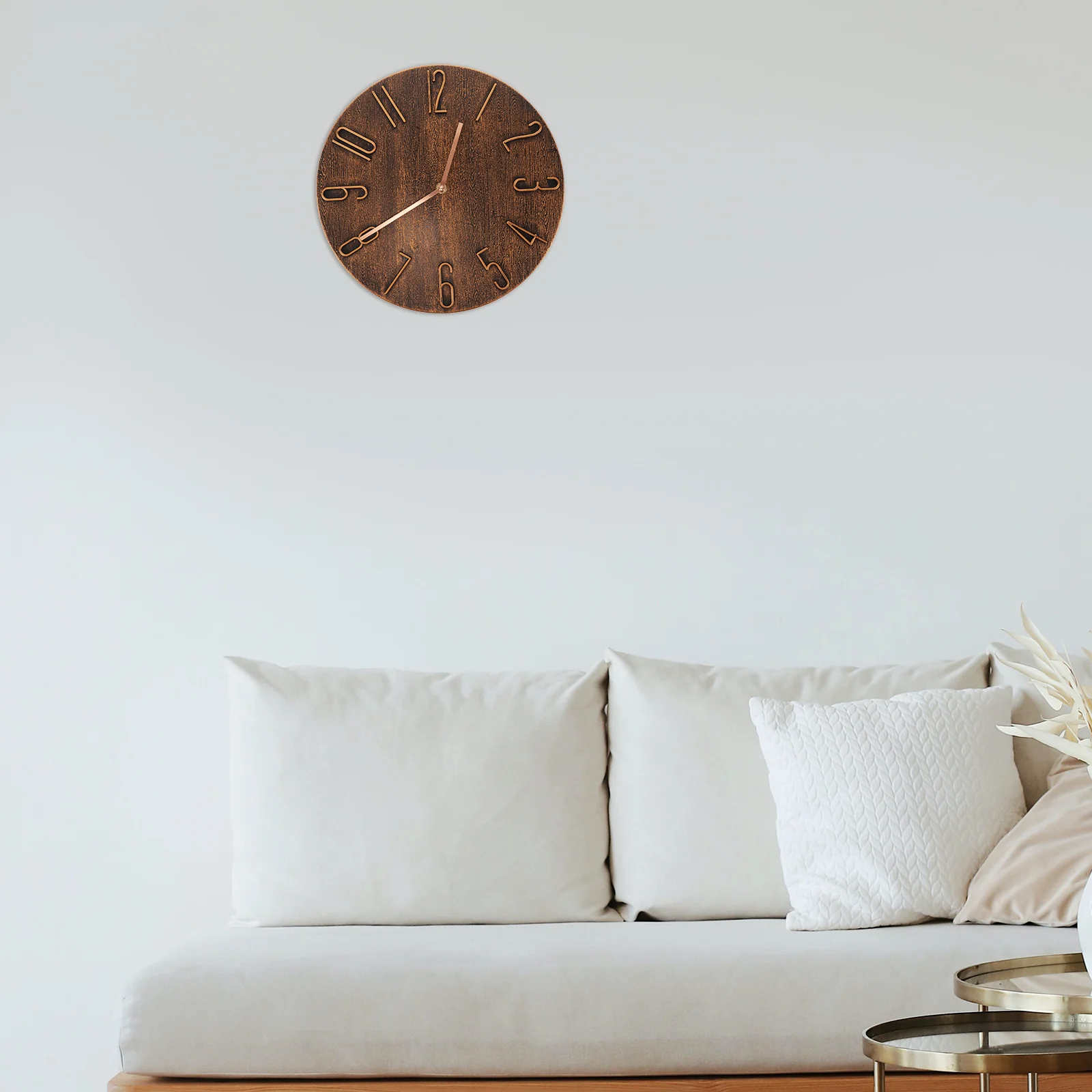 

Frameless Retro Quartz Wall Clock Silent Non Ticking for Office Home Bedroom Living Room Decorative Modern Wall Clock Brown