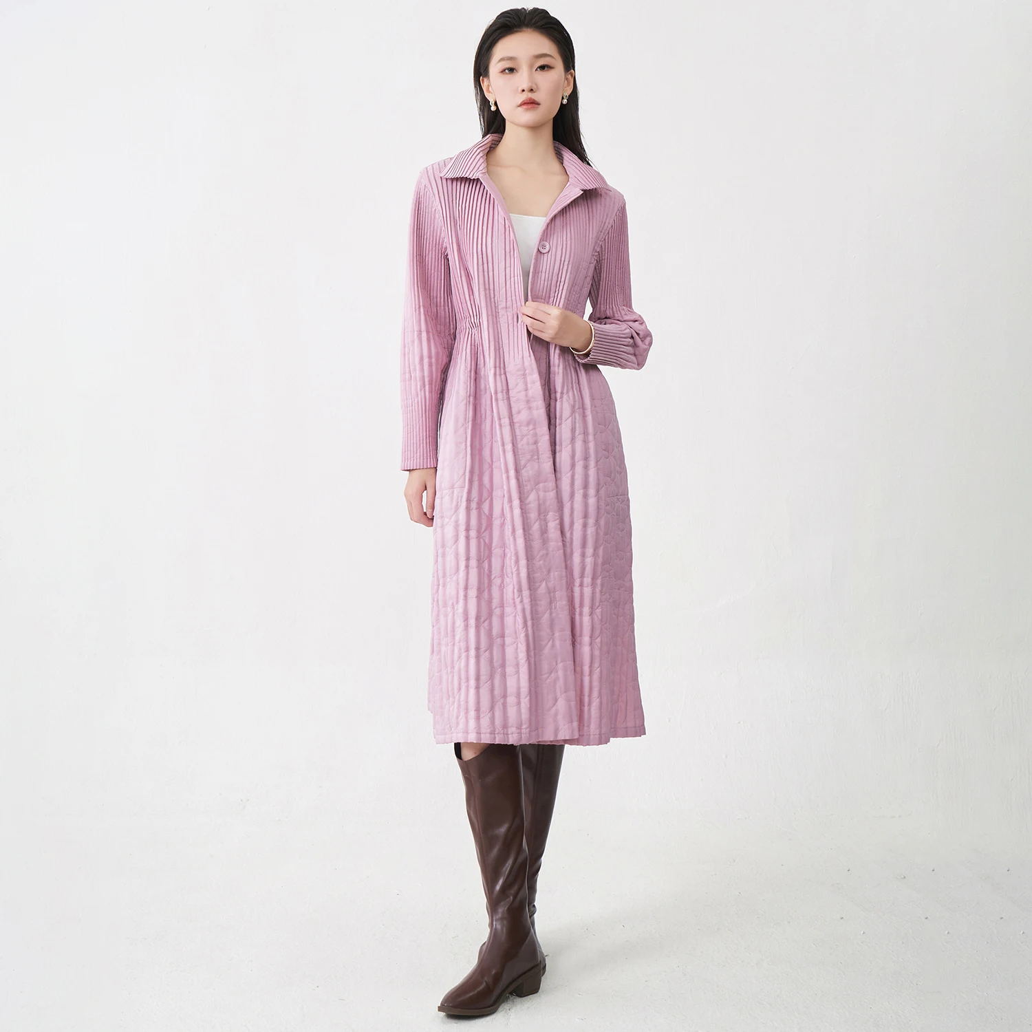 Miyake Pleated Cotton Coat 2025 Winter Korean Version Loose Mid-length Cotton Coat High Quality Women's Fashion Coat