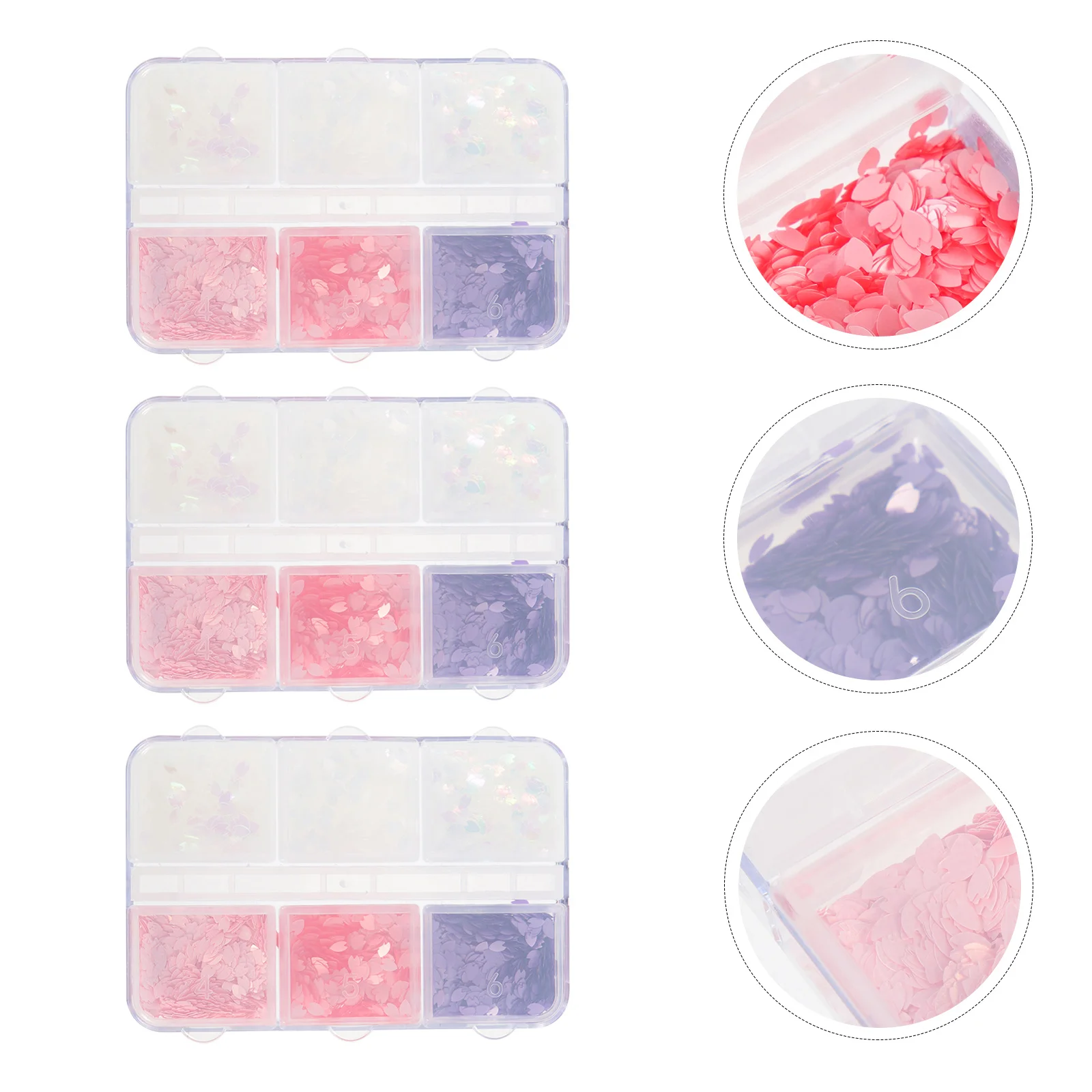 

3 коробки блесток для ногтей DIY маникюрные украшения высококачественный материал для домашних животных практичное долговечное использование декор для ногтей пайетки