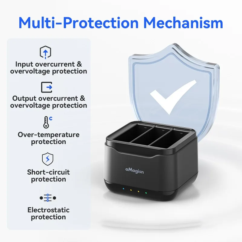 شاحن بطارية aMagisn لـ Insta360 AcePro2 فتحة بطارية ثلاثية شاحن بطارية جهاز شحن صندوق تخزين الملحقات