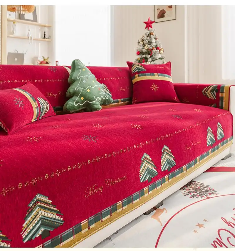 Weicher Chenille-Sofabezug für Weihnachten, verhindert Verrutschen, Ganzjahres-Sitzkissenbezug, Winter-Universal-Sofabezug, Heimdekoration – Detail 10