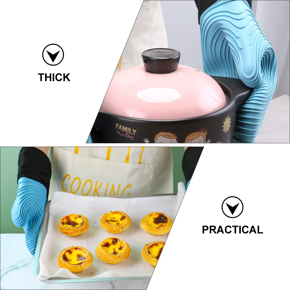 

1Pcs Heat-Resistant Gloves Silicone Oven Barbecue Soft Thick Anti-Skid Practical Gloves Microwave Oven Glove