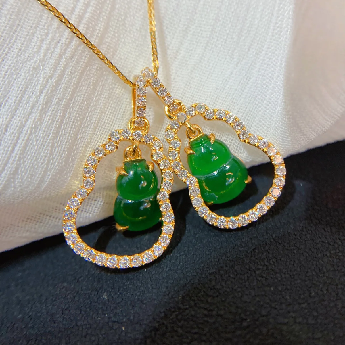 Collana con zucca in argento S collana con catena a clavicola in giada Fu verde personalizzata nuova donna Versatile cinese