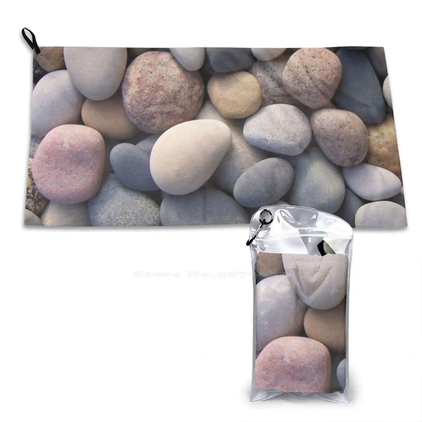 Beach Pebbles Soft Comfortable Bath Shower Quick Dry Towel Beach Pebbles Lake Beach Stones Lake Pebbles Lake Treasures Blue