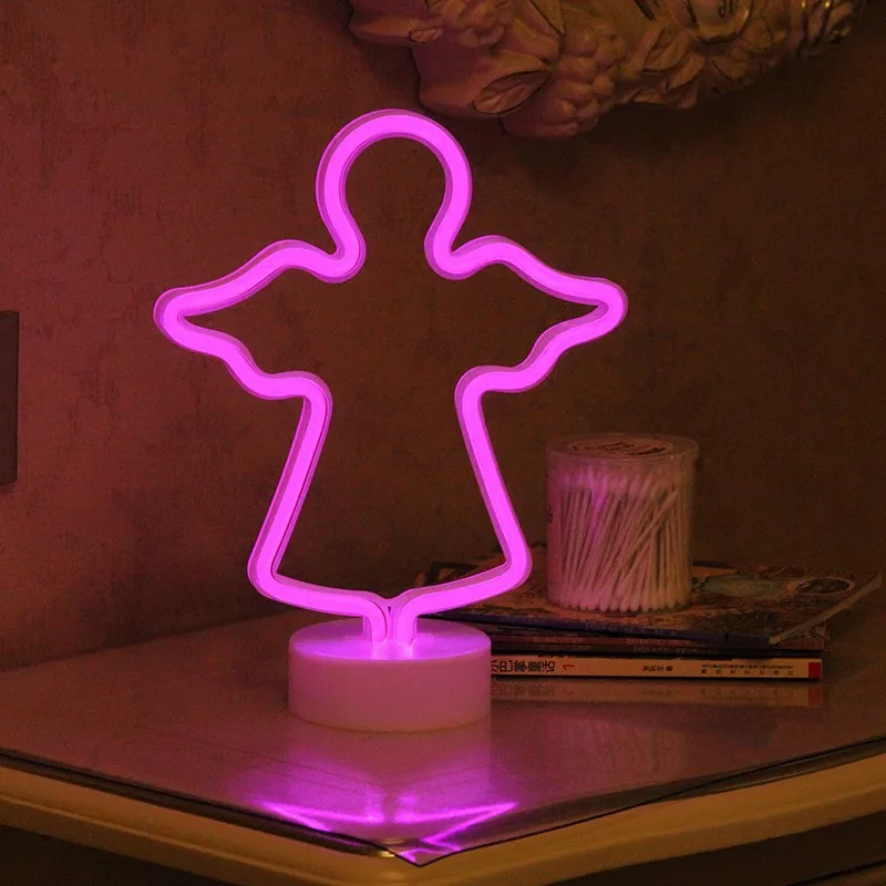 ปากการูปหัวใจ LED Jesus สำหรับเครื่องตกแต่งฝาผนังไฟนีออนสำหรับโบสถ์คริสเตียน lampu tidur ของขวัญของตกแต่งต้นไม้คริสต์มาส