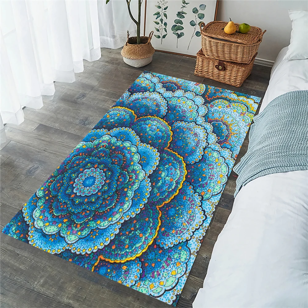 

HX Retro Datura Floor Mats Colorful Floral Carpets for Living Room Bedroom Area Rug Flannel Indoor Hallway Mat Dropshipping