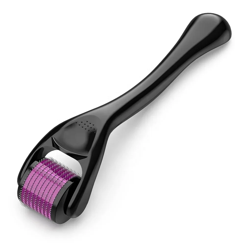 Leather Roller Own Label 0.25mm/0.3/0 Beard Roller Matte Black Handle Titanium 540 Pin