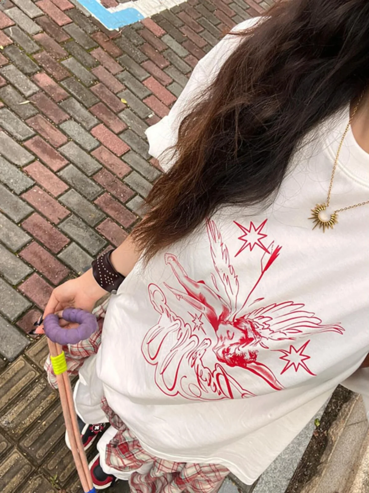 

Kot American Retro fiti ort Sve Футболка женская Свободная уличная футболка Sle f Sve Летний топ Удобный хлопковый круглый Ne