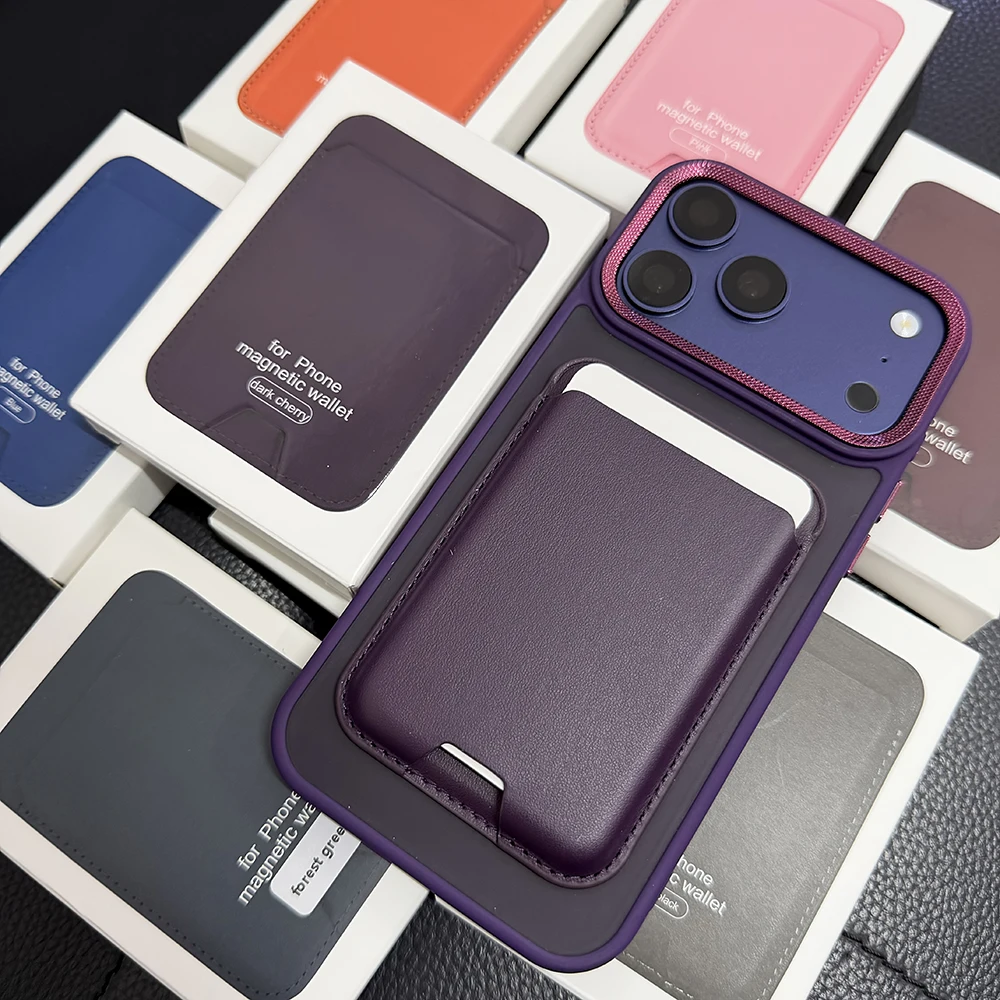 Luxury For Magsafe Magnetic Leather Wallet Holder Case For iPhone 17 16 15 14 13 12 18 Pro Max Plus Card Holder Cover Accessory