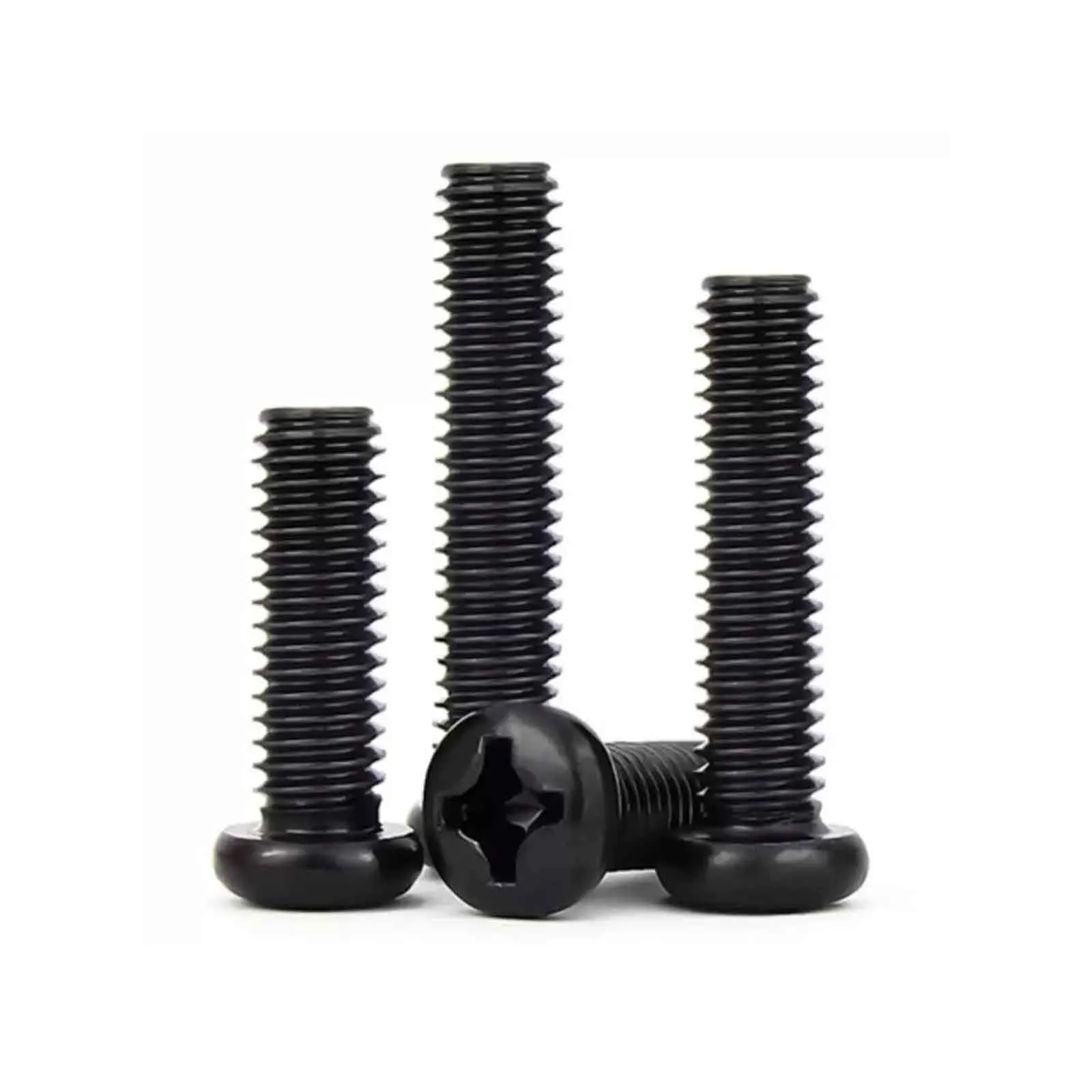10/100pcs Black PM Phillips Pan Head Screw, Carbon Steel Black Oxide Round Head Machine Screw M1 M1.6 M2 M2.5 M3 M3.5 M4 M5 M6